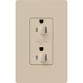 Product Image of Claro 20A Dual Dimming, Tamper Resistant Duplex Receptacle, Decorator Outlet, Satin Finish, Taupe