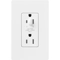 Product Image of Claro 20A Half Dimming, Tamper Resistant Duplex Receptacle, Decorator Outlet, Satin Finish, Snow