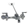 Product Image of Top Brace Wall-Mount Service Sink Faucet w/ 6" Vacuum Breaker Spout and Offset Shanks (Chrome)