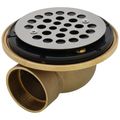Product Image of 2" Brass Round Side Outlet Shower Drain for Tile Bases (Brushed Nickel)