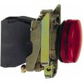 Product Image of 24 VAC/VDC Red Lens LED Indicating Light Round Lens, Screw Clamp Connector, 46.5mm OAL x 30mm Wide, Shock Resistant, Vibration Resistant, XB4BVB4