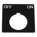 Product Image of 2-1/4" Square Plastic Legend Plate, Off-On, White Letters, 1.2" Hole Dia. (Black), 9001KN144BP