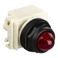 Product Image of 120 VAC/VDC 54mm x 42mm Round Lens Incandescent Vibration Resistant Pilot Light With Screw Clamp Connector (Red), 9001SKP1R9