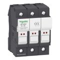 Product Image of 3-Pole 600V 32 Amp DIN Rail Mount Fuse Holder For 38mm x 52mm 10mm Dia. Fuses, DF103V