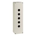 Product Image of 5-Hole 1.58" Hole Dia. Aluminum NEMA 4 & 13 Pushbutton Switch Enclosure, 12.2" High x 3.35" Wide x 3.03" Deep, XAPG59505