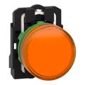 Product Image of 24 VAC/VDC 50/60 Hz 30mm Round Lens LED Vibration And Water Resistant Pilot Light With Screw Clamp Connector (Orange), XB5AVB5