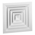 Product Image of 9" x 9" (Wall Opening Size) White Steel Louvered Ceiling Diffuser, Flat Margin (SRE3 Series)