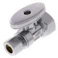Product Image of 1/2" FIP x 3/8" OD Comp. 1/4 Turn Straight Stop Valve, Lead Free (Chrome)