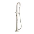 Product Image of Contemporary Square Freestanding Bathtub Faucet w/ Lever Handle for Flash Rough-In Valve (Brushed Nickel)