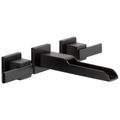 Product Image of Ara Two Handle Wall Mount Channel Bathroom Faucet Trim, 1.20 GPM (Matte Black), T3568LF-BLWL