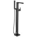 Product Image of Ara Single Handle Floor Mount Tub Filler Trim w/ Hand Shower (Matte Black), T4767-BLFL