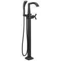 Product Image of Stryke 1 Handle Floor Mount Tub Filler Trim, Helo Handle, T47766-BLFL (Matte Black)