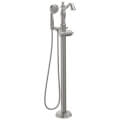 Product Image of Cassidy Single Handle Floor Mount Tub Filler Trim w/ Hand Shower, No Handles Included (Stainless Steel), T4797-SSFL-LHP