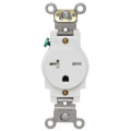 Heavy-Duty Tamper Resistant Single Receptacle Outlet, 20A, NEMA 6-20R - White (250V)