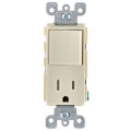Product Image of Decora Combination Rocker Switch/Receptacle, NEMA 5-15R - Light Almond (15A, 120V, 1P)
