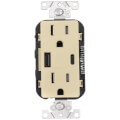 Product Image of Decora Tamper Resistant Duplex Receptacle Outlet and 5.1A USB Charger - Ivory (15A, 125V)