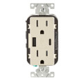 Product Image of Decora Tamper Resistant Duplex Receptacle Outlet and 5.1A USB Charger - Light Almond (15A, 125V)
