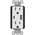 Product Image of 15A Decora Tamper-Resistant Duplex Receptacle w/ 18W USB Dual Type A/C Wall Outlet Charger - White