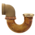 1-1/2" IPS x 1-1/2" SJ Nut, Less Cleanout LA Pattern Trap (Rough Brass)