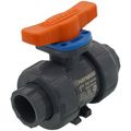 Product Image of 1" TBH Series True Union PVC Ball Valve w/ Socket and Threaded Ends, FPM O-ring (Gray)