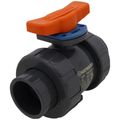Product Image of 2" TBH Series True Union PVC Ball Valve w/ Socket and Threaded Ends, FPM O-ring (Gray)