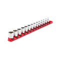 Product Image of 1/4" Drive 6-Point Socket Set with Rail, 14-Piece (4-15mm)