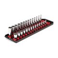 Product Image of 1/4" Drive 6-Point Socket Set with Rails, 28-Piece (4-15mm)