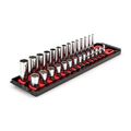 Product Image of 1/4" Drive 12-Point Socket Set with Rails, 28-Piece (4-15mm)