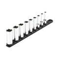 Product Image of 3/8" Drive Deep 6-Point Socket Set with Rail, 9-Piece (5/16-3/4")