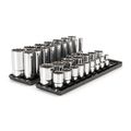 Product Image of 1/2" Drive 12-Point Socket Set with Rails, 32-Piece (3/8-1-5/16")