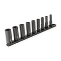 Product Image of 3/8" Drive Deep 6-Point Impact Socket Set with Rail, 9-Piece (5/16-3/4")