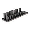 Product Image of 3/8" Drive 6-Point Impact Socket Set with Rails, 18-Piece (5/16-3/4")