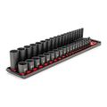 Product Image of 3/8" Drive 12-Point Impact Socket Set with Rails, 38-Piece (6-24mm)