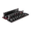 Product Image of 3/8" Drive 6-Point Impact Socket Set with Rails, 42-Piece (5/16-3/4", 8-19mm)