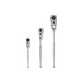 Product Image of 1/4, 3/8, 1/2" Drive Flex Head Quick-Release Ratchet Set, 3-Piece (6, 8, 10-1/2")