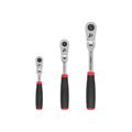 Product Image of 1/4, 3/8, 1/2" Drive Flex Head Quick-Release Comfort Grip Ratchet Set, 3-Piece (6, 8, 10-1/2")