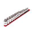 Product Image of 1/4", 3/8", 1/2" Drive Hex Bit Socket Set w/ Rail, 22-Piece (2 - 19mm)