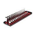 Product Image of 1/4" Drive 6-Point Socket Set with Rails, 28-Piece (4-15mm)
