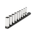 Product Image of 3/8" Drive Deep 6-Point Socket Set with Rail, 9-Piece (5/16-3/4")