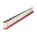 Product Image of 3/8" Drive Semi-Deep 6-Point Socket Set w/ Rail, 19-Piece (6 - 24mm)
