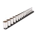 Product Image of 3/8" Drive Semi-Deep 6-Point Socket Set w/ Rail, 15-Piece (1/4"- 1")