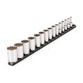 Product Image of 3/8" Drive Semi-Deep 12-Point Socket Set w/ Rail, 15-Piece (1/4"- 1")