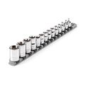 Product Image of 3/8", 1/2" Drive Shallow External Star Socket Set w/ Rail, 14-Piece (E4 - E24)