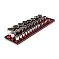 Product Image of 1/4", 3/8", 1/2" Drive Shallow 6-Point Socket Set w/ Rails, 37-Piece (4 - 38mm)