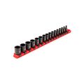 Product Image of 1/4" Drive 12-Point Impact Socket Set with Rail, 16-Piece (4-17 mm)