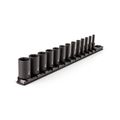 Product Image of 1/4" Drive Semi-Deep 6-Point Impact Socket Set w/ Rail, 13-Piece (5/32"- 11/16")