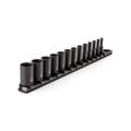 Product Image of 1/4" Drive Semi-Deep 12-Point Impact Socket Set w/ Rail, 13-Piece (5/32"- 11/16")