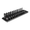 Product Image of 1/4" Drive 12-Point Impact Socket Set with Rails and Tray, 26-Piece (5/32-11/16")