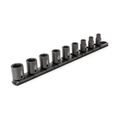Product Image of 3/8" Drive 6-Point Impact Socket Set with Rail, 9-Piece (5/16-3/4")