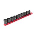 Product Image of 3/8" Drive 6-Point Impact Socket Set with Rail, 12-Piece (8-19mm)